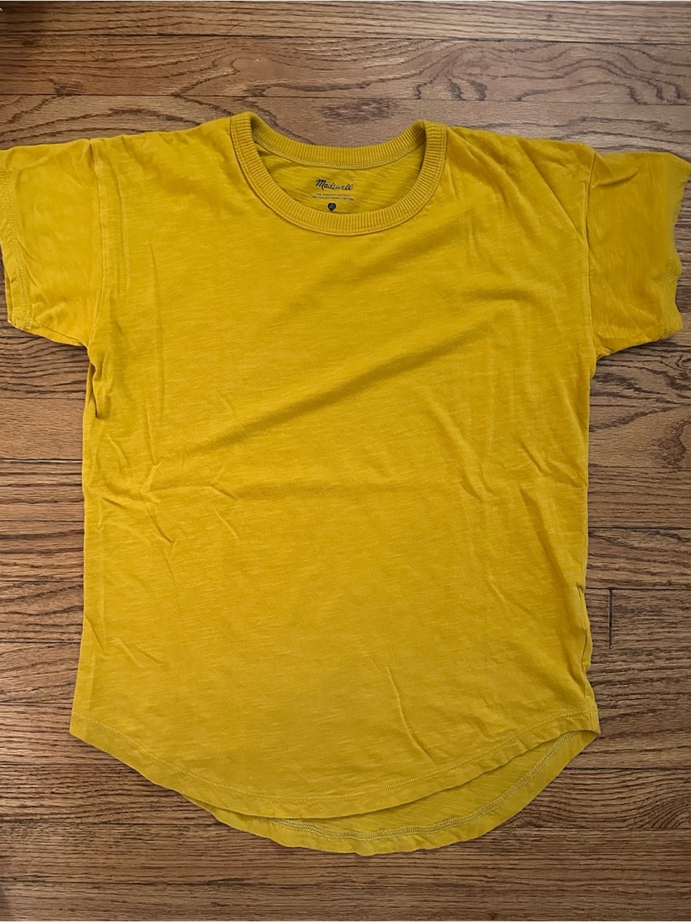Madewell Whisper Cotton Rib-Crewneck Tee - Mustard Yellow - XS
